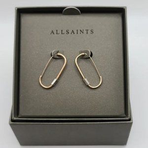 AllSaints Gold Carabiner Hoop Earrings